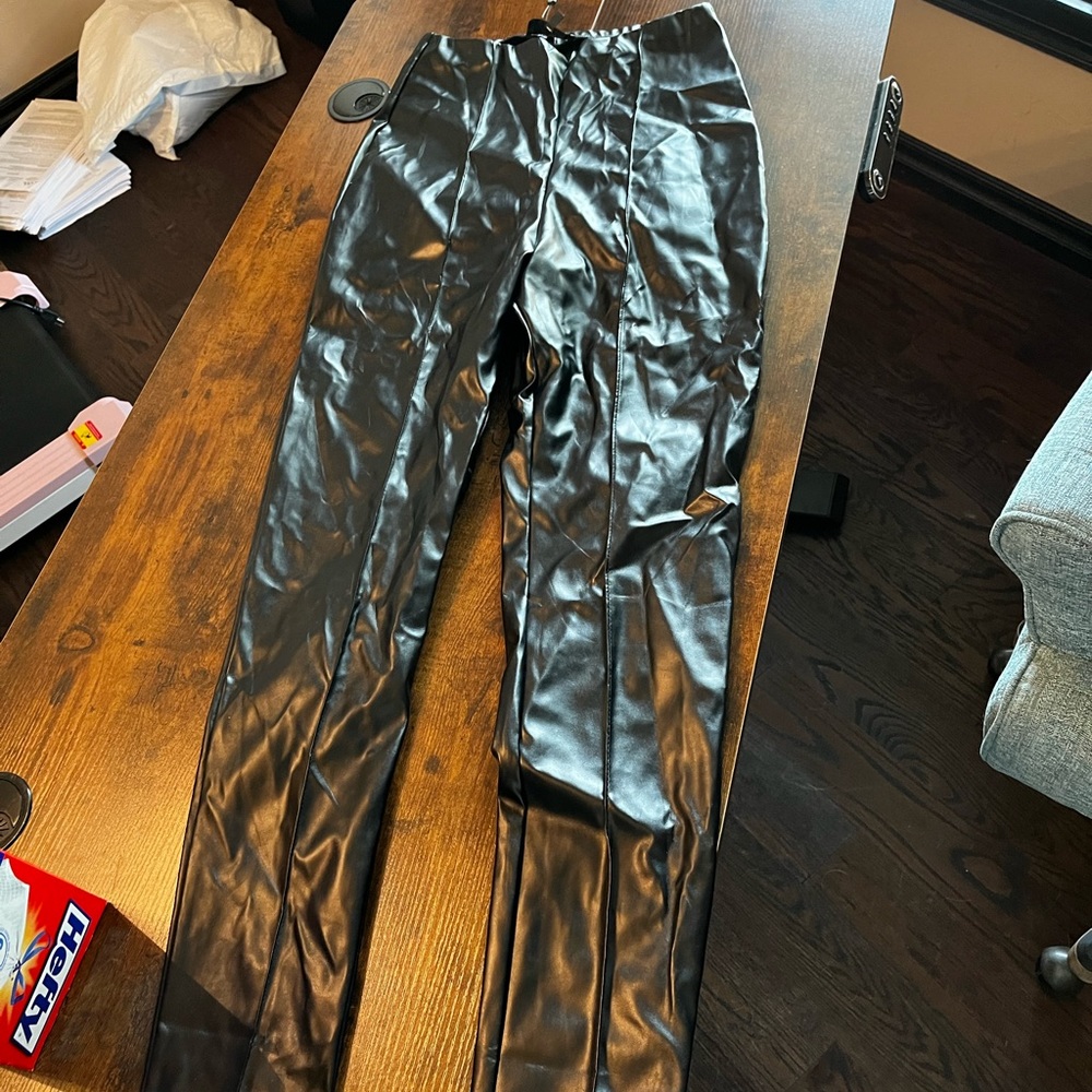Black Misguided Leather Leggings Size 8
